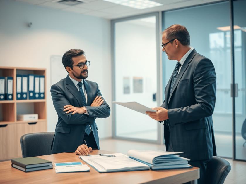 Pessoas discutindo direitos do consumidor durante a pandemia em um escritório moderno, destacando a importância da proteção ao consumidor.