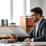 Trabalhador consultando advogado sobre direitos após demissão sem justa causa em escritório jurídico moderno.