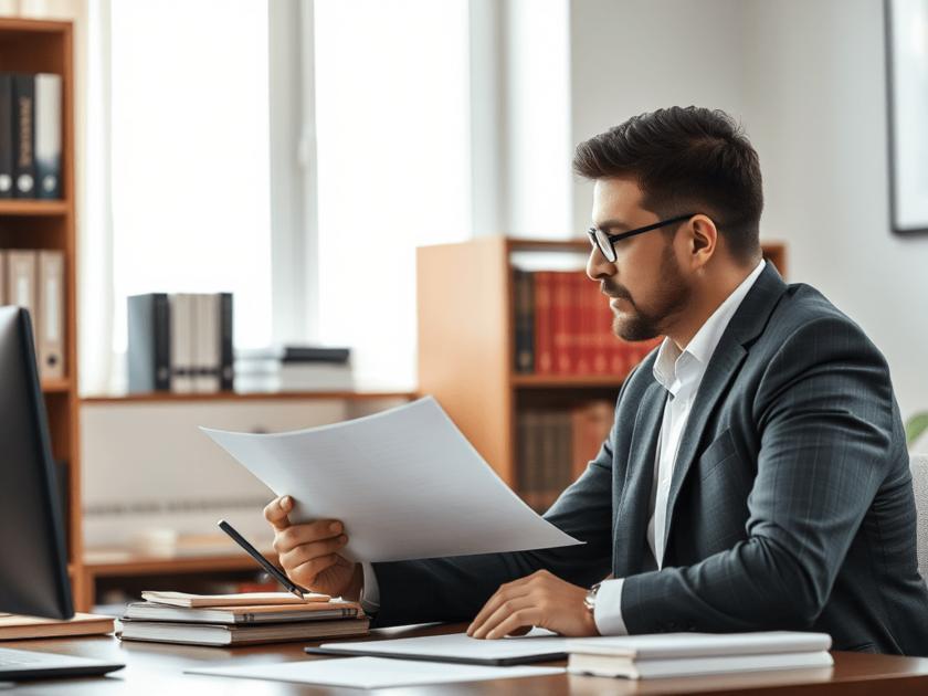 Trabalhador consultando advogado sobre direitos após demissão sem justa causa em escritório jurídico moderno.