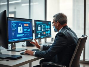 Cidadão consultando advogado em escritório sobre proteções legais contra golpes de phishing no Brasil.