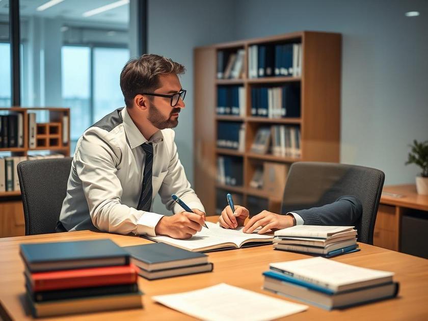 Consultoria entre microempreendedor individual e advogado sobre direitos previdenciários do MEI em escritório moderno.