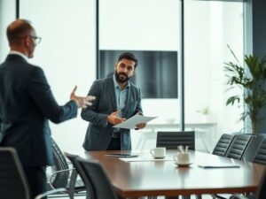 Executivo conversando com fornecedor sobre contratos em escritório moderno, como evitar problemas com fornecedores?